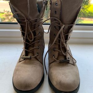 Tan combat boots